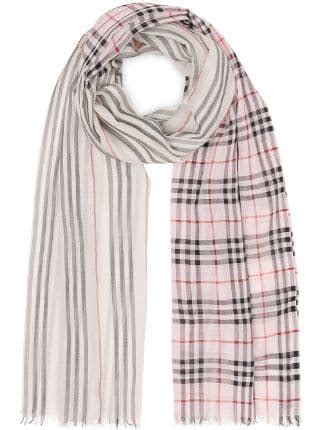 burberry icon stripe and vintage check wool silk scarf|Check Wool Silk Scarf in Cameo .